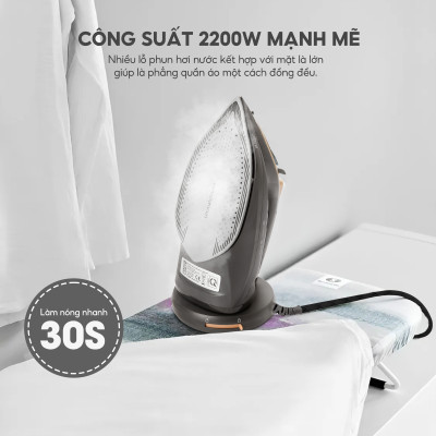 Bàn là hơi nước cầm tay dạng nằm Lebenlang LBL5289, bàn ủi hơi nước 2200W, bình chứa 260ml, bảo hành 2 năm - hàng chính hãng