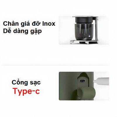 Máy pha cà phê dùng pin cầm tay Espresso 3 trong 1 HiBREW Thương hiệu Mỹ H4C - Pha nóng lạnh - HÀNG NHẬP KHẨU (BẢO HÀNH 12 THÁNG)