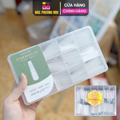Hộp Móng Úp Chia Vạch Form Thang JNICE Tem Xanh 300 Móng Dài Cứng Cáp, Tem Vàng 240 Móng Dẻo Tệp Làm Nail Tiện Lợi Cắt Dũa Dễ Dàng Nữ Women