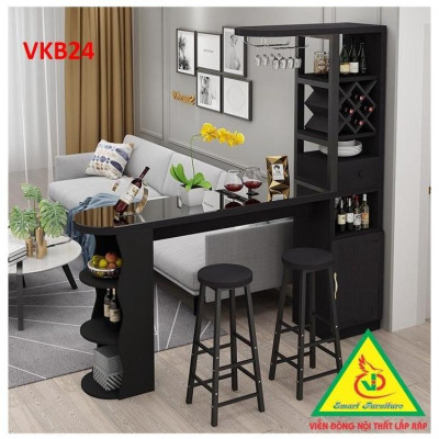 Quầy bar mini, quầy bar nhà bếp kết hợp tủ rượu VKB24 ( không kèm ghế) - Nội thất lắp ráp Viendong Adv