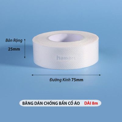 Cuộn 8M Băng Dán Cổ Áo Sơ Mi Chống Bẩn Vải Không Dệt Thoáng Khí Bám Dính Tốt Thấm Hút Mồ Hôi