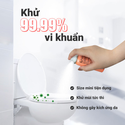 Combo 2 chai Xịt khử khuẩn bệ ngồi bồn cầu Su Star hương chanh và bạc hà, loại bỏ 99.999% (50ml)