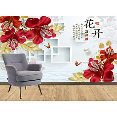 TRANH HOA 3D DÁN TƯỜNG CAO CẤP,Tranh dán tường 3d, Tranh hoa 3D, tranh lụa CANVAS 3D dán tường,tranh dán tường 3D PVP-42853.