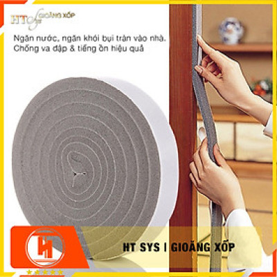 Mút xốp dán khe cửa HT SYS - Cách âm - Giảm chấn - Chống bụi - Gioăng xốp bản 15mm x2 mét -Bộ 02 cuộn