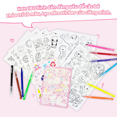 Bộ Sticker Nghệ Thuật Và Bút Marker - Kawaii Things CLEVERHIPPO SS01