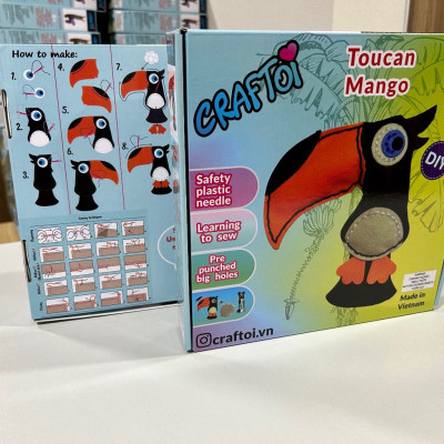 KIM NHỰA Bộ Thủ Công Trẻ Tự Làm Thú Bông 5+ TOUCAN MANGO Craftoi Felt Sewing toy prepunched holes plastic needle