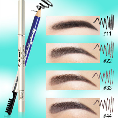 Chì vẽ mày sắc nét Aroma Eyebrow Pencil Hàn Quốc No.22 Black Brown tặng kèm móc khoá