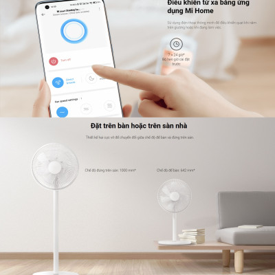 Quạt Thông Minh Xiaomi Mi Smart Standing Fan 2 Lite EU | Điều Khiển Thông Minh Bằng Giọng Nói | Hàng Chính Hãng