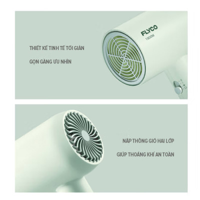 Máy Sấy Tóc Flyco FH1622VN (1800W) Chế Độ Sấy Lạnh Bảo Vệ Tóc - Hàng Chính Hãng