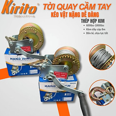 Tời Quay Cầm Tay kéo vật nặng 600lbs - 1000lbs Kèm Dây Cáp 8 Mét