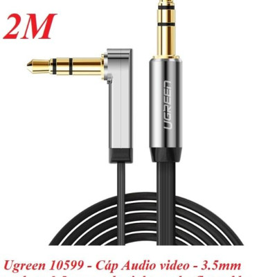 Ugreen UG10599AV119TK 2M màu Đen Cáp âm thanh 2 đầu 3.5mm dương đầu vuông góc mạ vàng - HÀNG CHÍNH HÃNG