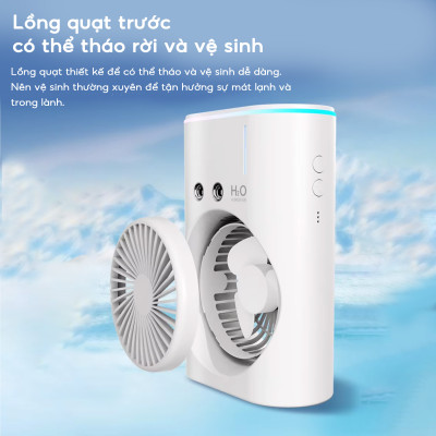 Quạt hơi nước tích điện Half Horse, xoay 180 pin 2500 mAh, thời gian sử dụng 6 tiếng, hàng chính hãng