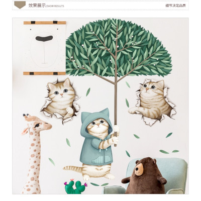 Sticker Giấy Dán Tường Decal Dán tường Tranh Dán Tường Trang Trí Tường Mẫu Những Chú Mèo Cute ZH101