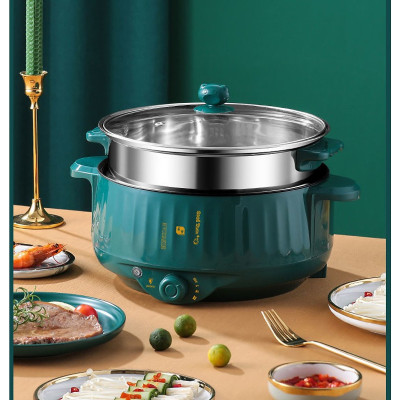 Nồi Lẩu Điện Mini Đa Năng 28CM, Chống Dính Vân Đá Cao Cấp Công Suất 1000W - Tiện Dụng 3 Nấc Nhiệt Kèm Giá Hấp - Hàng Chính hãng