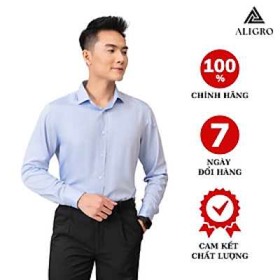 Áo sơ mi nam dài tay ALIGRO 100% chất bamboo phẩy xanh cổ bẻ dáng ôm body ALGS218