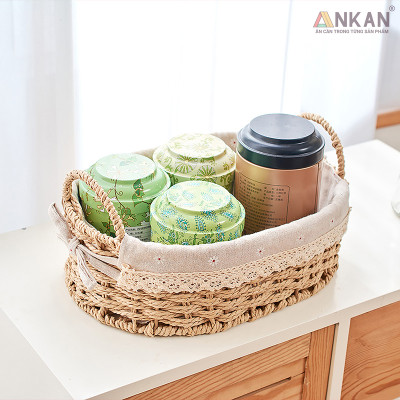 Giỏ Decor Có Quai Xách – Bộ 4 Kiểu Dáng Thủ Công Đẹp Mắt, Lót Vải Vintage, Đựng Đồ & Trang Trí Tinh Tế