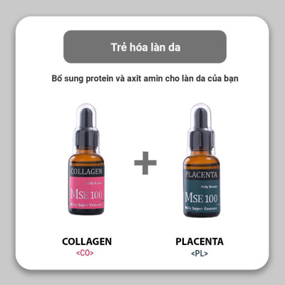Bộ quà tặng MSE100 tinh chất tái tạo đàn hồi da Collagen 30ml + MSE100 tinh chất nhau thai tái sinh Placenta 30ml - Mōly Beauty