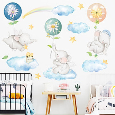 Sticker Giấy Dán Tường Decal Dán tường Tranh Dán Tường Trang Trí Tường Mẫu Những chú voi nhỏ ngộ nghĩnh ZDB-2183