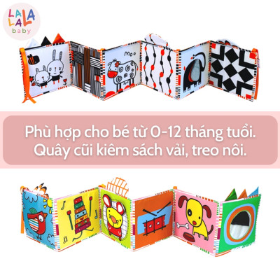 Sách Vải ZicZac Đa Tương Tác Kiêm Đồ Chơi Quây Cũi Kích Thích Thị Giác Cho Trẻ Sơ Sinh - Lalala Baby