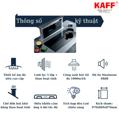 Máy hút mùi âm bàn đá cảm ứng 900mm KAFF KF-AT900 - Hàng Chính Hãng