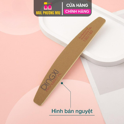 Dũa Da Bò Dingxi Màu Nâu Vàng Độ Nhám 100/180 Làm Nail, Dũa Móng Dày Nhiều Form Thẳng, Kim Cương, Cong, Bầu, Tròn Nail Phương Miu