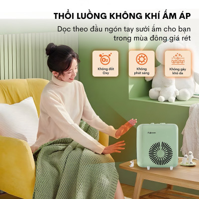 Quạt sưởi gốm ấm Mini nhập khẩu không khô da Fujihome, Hàng Chính hãng bảo hành 2 năm