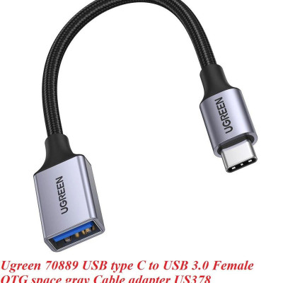 Ugreen UG70889US378TK 10cm bộ chuyển USB type C ra USB 3.0 OTG màu xám - HÀNG CHÍNH HÃNG