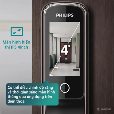 Bộ khóa cửa thông minh khuôn mặt 3D Face, vân tay, thẻ từ, mật khẩu và chìa cơ thương hiệu Philips DDL709-7HWS - Hàng nhập khẩu
