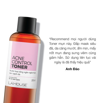 Nước hoa hồng giúp ngăn ngừa mụn, giảm nhờn cho da, da mịn màng  Lá House Acne Control Toner 100ml/200ml
