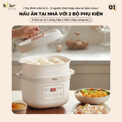 Nồi Nấu Cháo, Nấu chậm 1.6L Bear SB-NNC16 270W - Hàng chính hãng