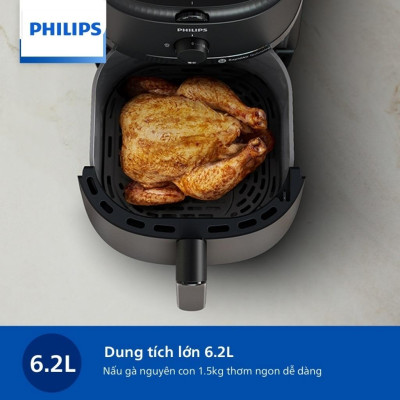 Nồi Chiên Không Dầu Philips NA130/00, Nút Vặn Dễ Sử Dụng 6.2 lít -1700W, Hàng Chính Hãng