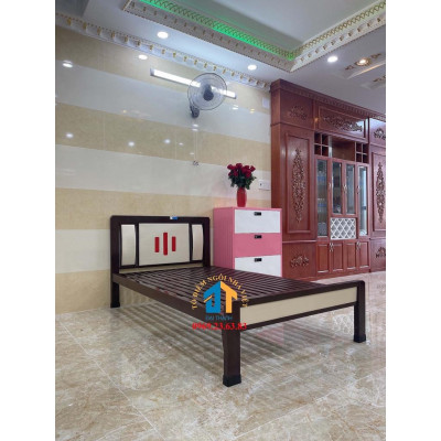 Giường sắt hộp kiểu gỗ ĐẠI THÀNH 1mX2m - Mẫu 03