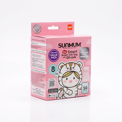 Túi trữ sữa Sunmum đủ dung tích và nguyên tem niêm phong bạc đảm bảo chất lượng nhập khẩu