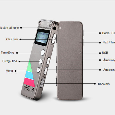 SOAIY Máy Ghi Âm Chuyên Nghiệp Cao Cấp GH-500 8GB - Digital Voice Recorder - Hàng Nhập Khẩu