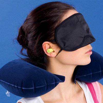 Bộ gối hơi, bịt mắt ngủ, bịt tai giảm ồn 3 trong 1, giấc ngủ ngon giấc ngủ sâu ngủ say hơn. Gối hơi du lịch, gối tựa cổ đa năng tự bơm, Tựa Đầu Chống Mỏi 