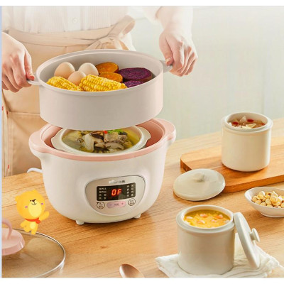 Nồi Nấu Chậm, Nồi Chưng Yến BEAR SUBE002 Kèm 3 Thố, 1 Lồng Hấp Dung Tích 1.6 Lít Công Suất 200 W - Hàng Chính Hãng