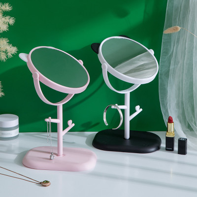 Gương Tai Mèo Để Bàn Trang Điểm Xoay 1 Mặt 360 Độ - TẶNG BỘ CỌ TRANG ĐIỂM