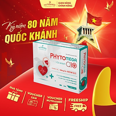 Viên uống Phytomega Co-Enzym Q10 hỗ trợ tim mạch giúp giảm cholesterol và xơ vữa động mạch (30 viên) - Nutramed