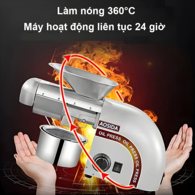 Máy ép dầu thực vật Nóng và Lạnh Thương hiệu Anh Quốc AOSIDA cao cấp WF-J118, Thân vỏ INOX - Hàng Nhập Khẩu