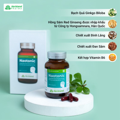 Viên bổ não NAOTONIC Hỗ trợ hoạt huyết, Tăng tuần hoàn não (Hộp/30 viên)