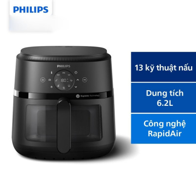 Nồi Chiên Không Dầu Philips NA230/00, Mặt Kính Nhìn Thực Phẩm, 6.2 lít - 1700W, Hàng Chính Hãng