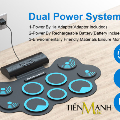 Trống Điện tử 9 Mặt Konix MD868 - USB Electronic Drum Kit Ultra Portable 9 Pad Digital Hàng Chính Hãng