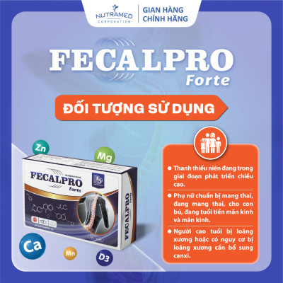 Viên uống Fecalpro Forte hỗ trợ bổ sung Canxi hữu cơ, khoáng chất giúp xương khỏe mạnh (30 viên) - Nutramed