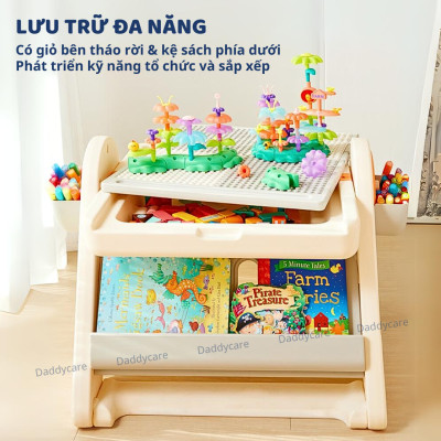 Bàn gấp gọn đa năng kèm bảng từ tính và ghế ngồi cho bé Mideer Multifunctional Block Table