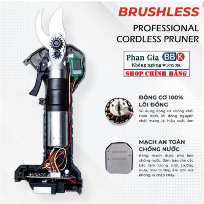 Kéo cắt cành dùng pin Work fix -CP30BL - Màn hình led báo % Pin -Công tắc bóp - Động cơ không chổi than 100% Lõi Đồng