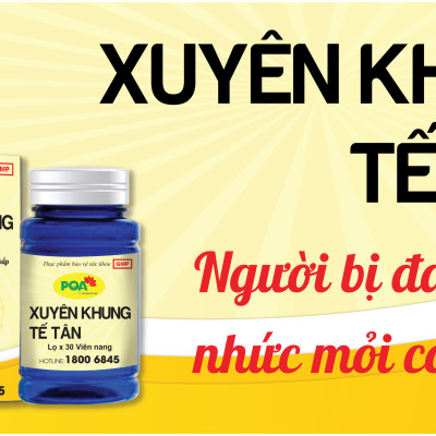 PQA Xuyên Khung Tế Tân là dược phẩm thảo dược giúp tăng lưu thông khí huyết cho người bị đau đầu, nhức mỏi cơ bắp.