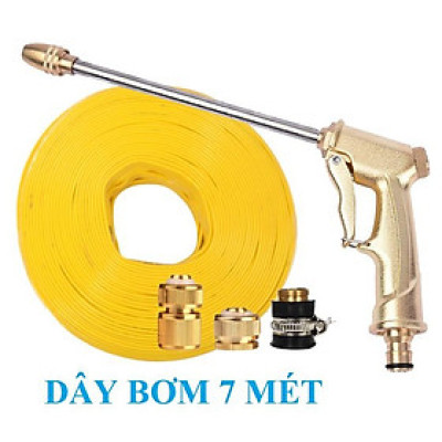 ️ Bộ dây vòi xịt nước rửa xe, tưới cây , tăng áp 3 lần, loại 7m, 10m 206701-3 đầu đồng,cút đồng