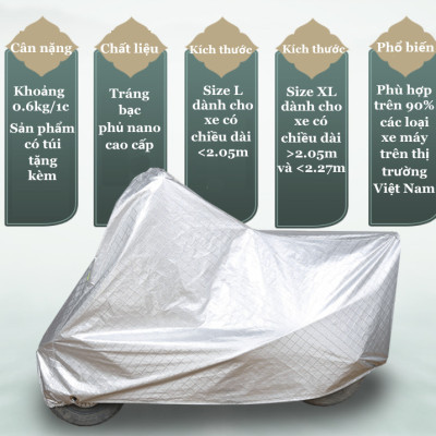 Bạt Phủ Áo Trùm Xe Máy Vải Dù Che Mưa Nắng Thời Tiết Khắc Nghiệt Loại Lớn Cho Dòng Xe Tay Ga - Xe Số Thông Dụng