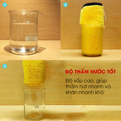 Khăn lau xe ô tô đa năng microfiber màu vàng - xám, siêu thấm hút, không để lại bụi vải, không để lại vệt nước, khổ to, không phai màu - Hàng chính hãng TÂM LUÂN Chổi lau tẩm dầu