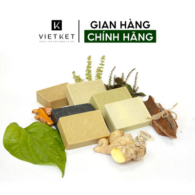 Cục Xà Bông Thảo Dược Gừng Quế VIETKET 100g - Làm Sạch, Giảm Mụn Lưng, Sáng Da, Duy Trì Độ Ẩm, Hương Thơm Thảo Dược